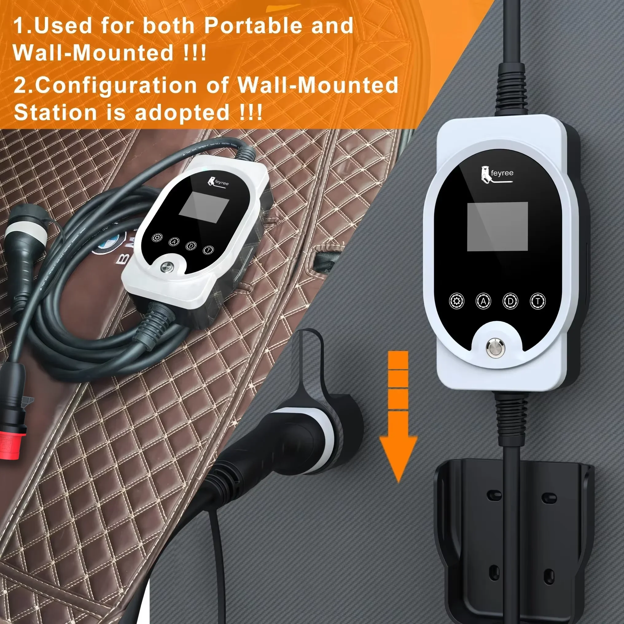 Chargeur de voiture portable Feyree Type2 3P, chargeur EV, contrôle par application Wi-Fi, 11kW 16A, boîte de charge EVSE, station de charge pour voiture électrique