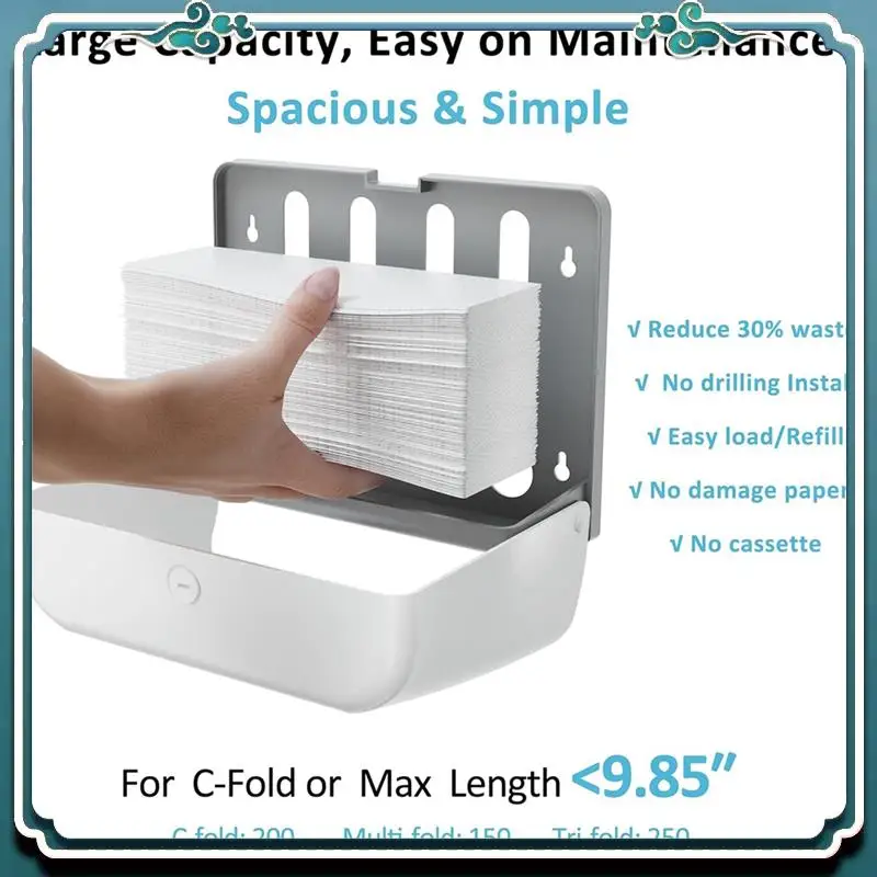 Premium commerciële papieren handdoekdispenser, wandmontage met sleutelpakket, geen boren of schroeven, installatie voor badkamer, toilet, keuken