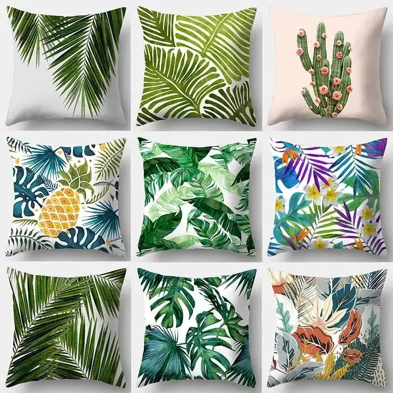 Living Room Luxury Art Home Sofa Simple Cushion Pillowcase Tropical Plant Print Decorative Cushion Cover