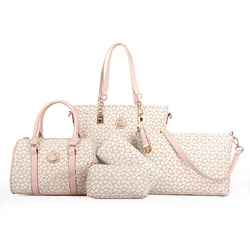 Moda donna spalla singola Crossbody madre e bambino confezione da 5 pezzi borsa da donna borsa da pendolare per ragazze decorazione stampata P