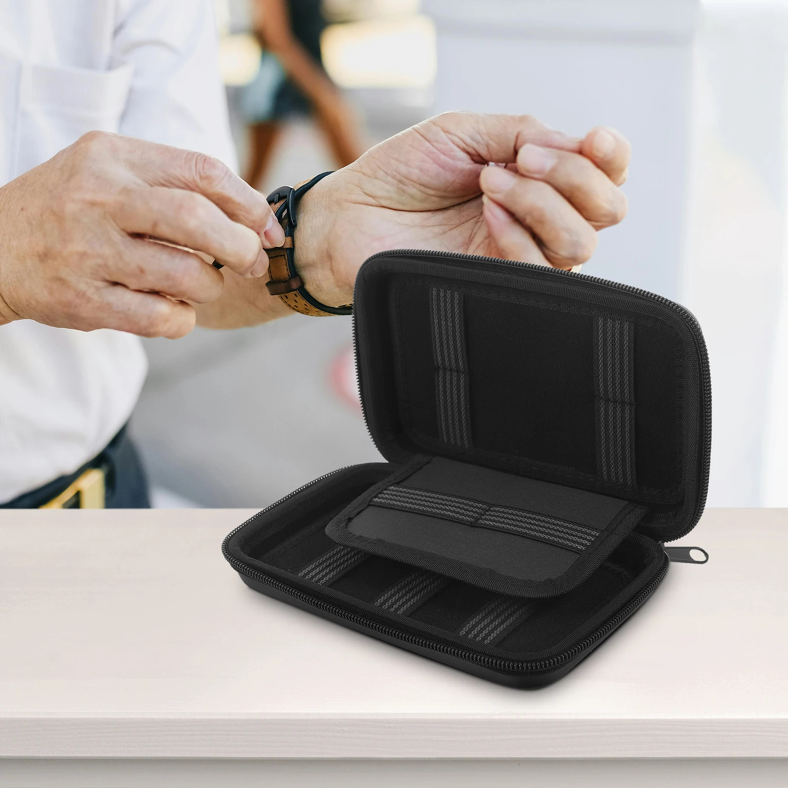 

Watch Band Storage Box Portable Organizer Bag for Travel Gym Durable Scratch-resistant Watch Strap Case Storage Pouch