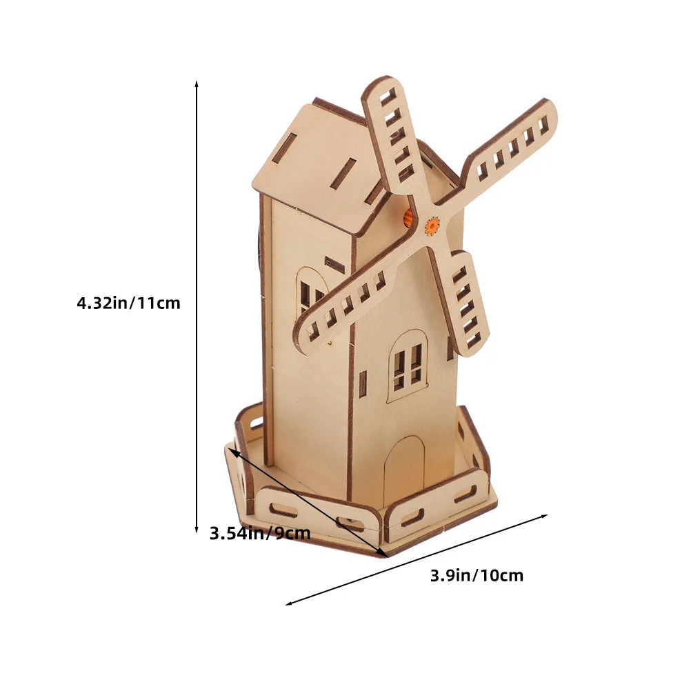 2 conjuntos de moinho de vento solar montagem de madeira experimento científico kit diy educacional crianças-em projetos