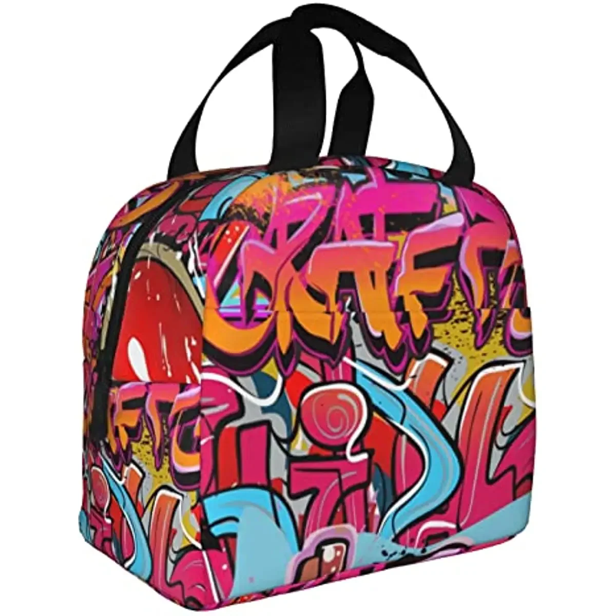 Graffiti Wall Urban Cute Coon Character Unisex Reusable Lunch Box Portable Thermal Bag for Men, Women and Kids