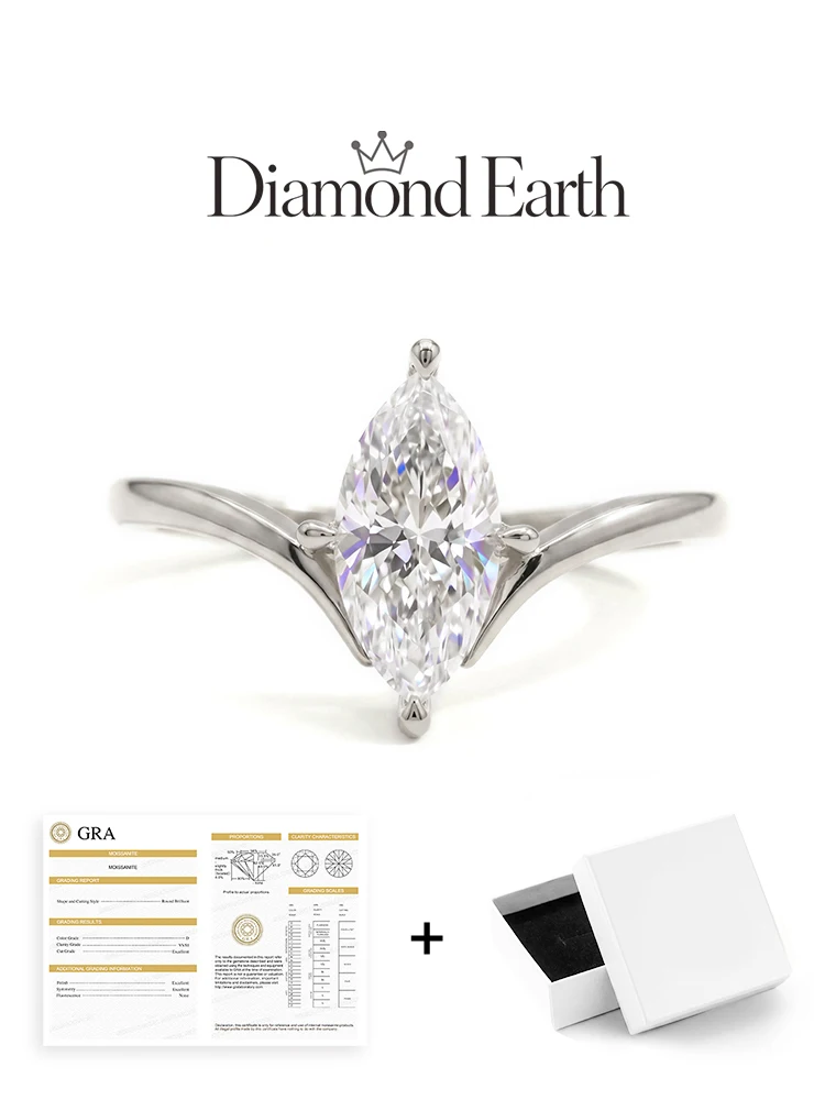925 Sterling Silver 1CT Classical Certified Marquise Moissanite Diamond Engagement Ring For Women High Quality Wedding Jewelry
