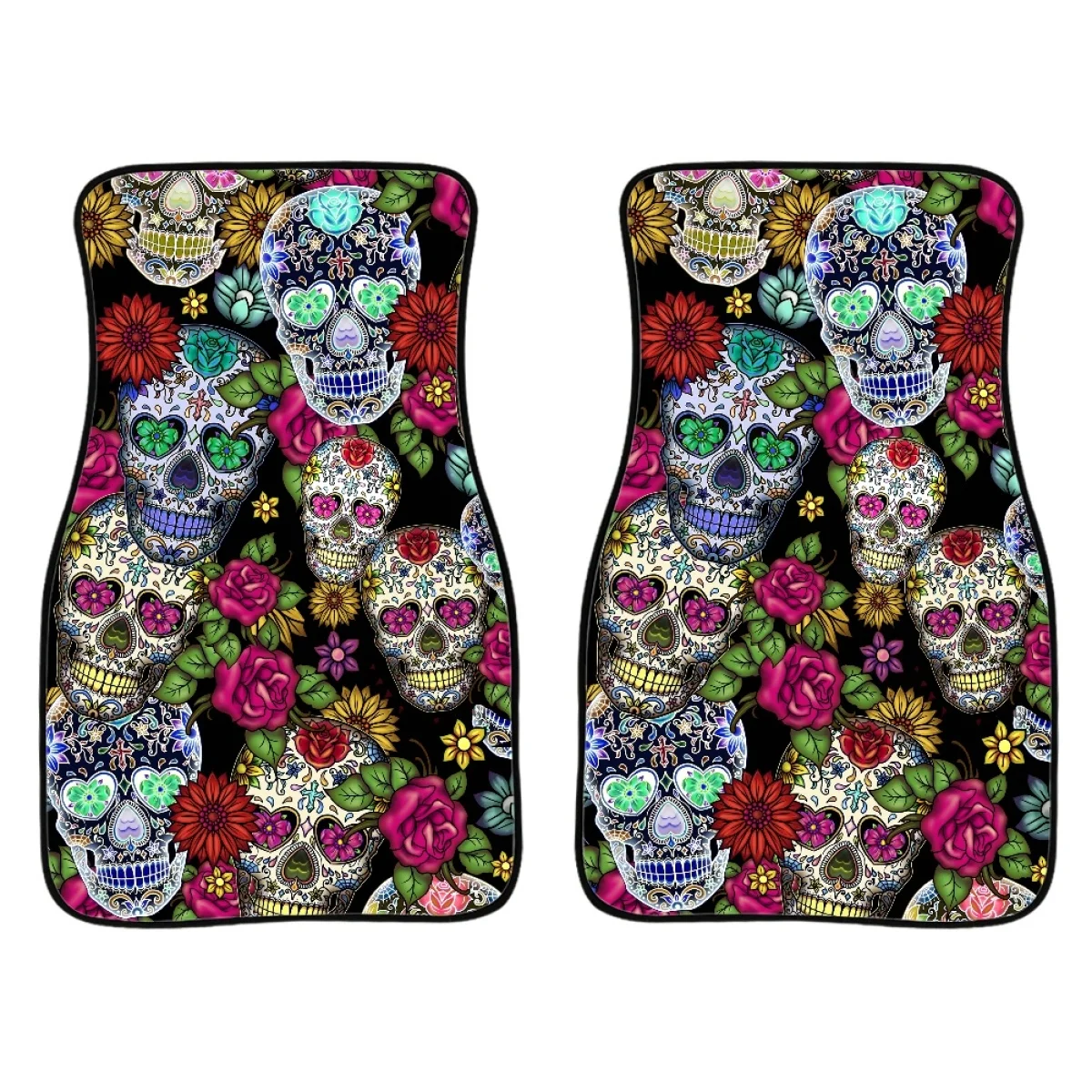 

Gradient 3D Skull Love Rose Design Carpet Vehicle Floor Mats Premium Quality Carpet Vehicle Floor Mats Front Seat Rear Floor Mat