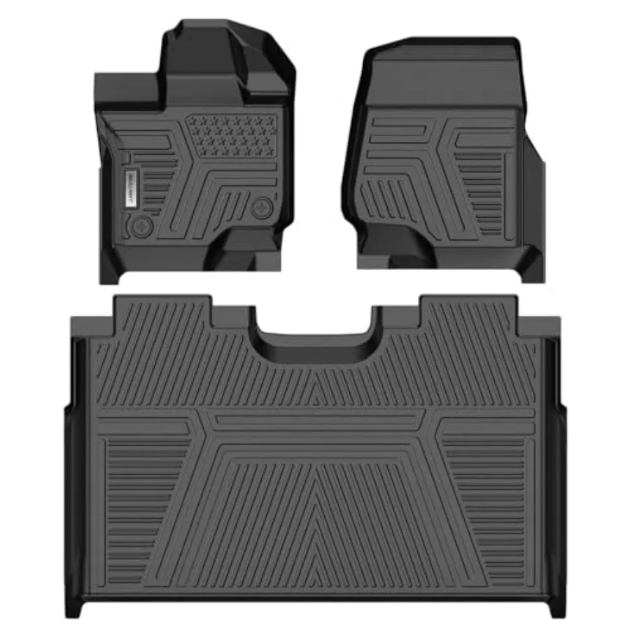 

F150/F150 Lightning Floor Mats - Custom Fit for 2015-2025 2026 Supercrew Models All Weather Protection Easy to Clean TPE 3D Sc
