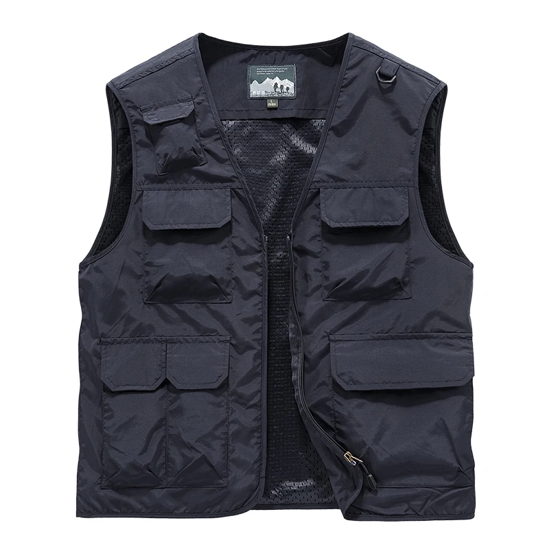 2024 Spring and Autumn Men's Vest Mesh Multi Bag Workwear Photography Fishing Reporter Outdoor Kam Shoulder Vest