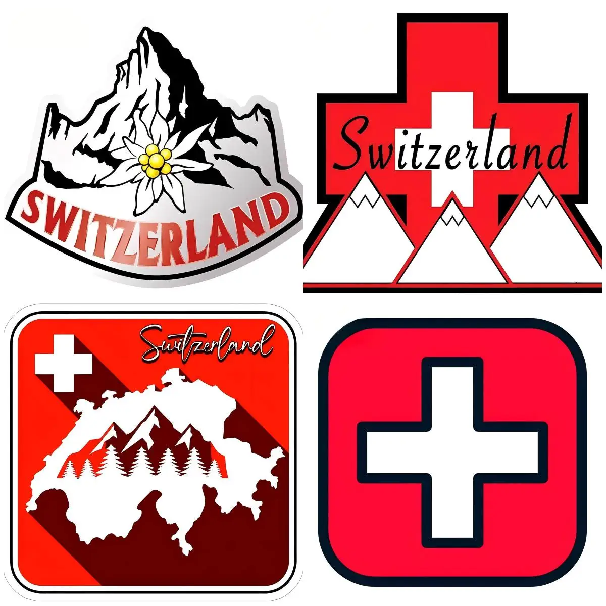 

Switzerland Bumper Sticker Swiss Flag Vinyl Car Stickers Decor, Laptop Computer decal Water Bottle, Wall, Window Water