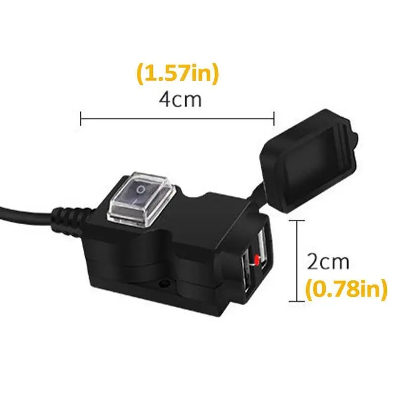 Motocicleta Dual USB Mobile Phone Charger, Porta de carregamento para celular, Proteção