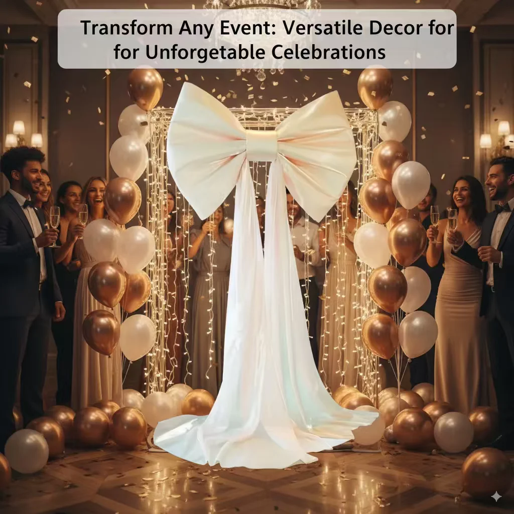 ديكور فيونكة مخملية عملاقة بلون الشمبانيا مثالي لحفلات الزفاف، وحفلات أعياد الميلاد، وإعداد المسرح، وخلفية الحدث، وديكور حائط بشريط DIY لـ C #2