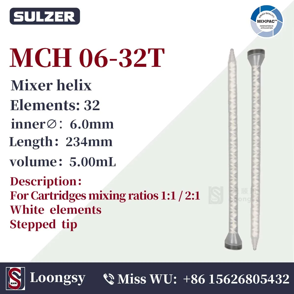 

SULZER MIXPAC static mixer MCH 06-32T mixing nozzle 100pcs