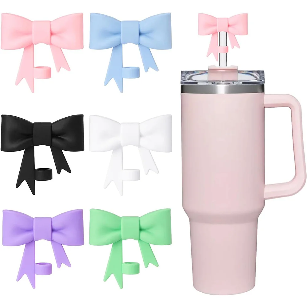 Bow Straw Cover for Stanley 40&30Oz Cup 10mm Silicone Straw Covers Cap for Stanley Cup Accessories Cute Straw Topper for Tumbler