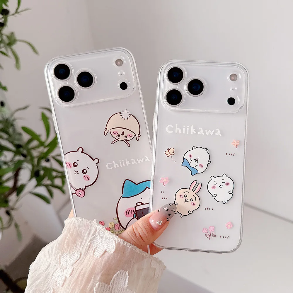 Funda Transparente para Teléfono con Diseño de Anime Japonés Chiikawa Usagi Hachiware, para iPhone 17 16 15 14 13 12 11 Pro Max, Cubierta Suave de TPU