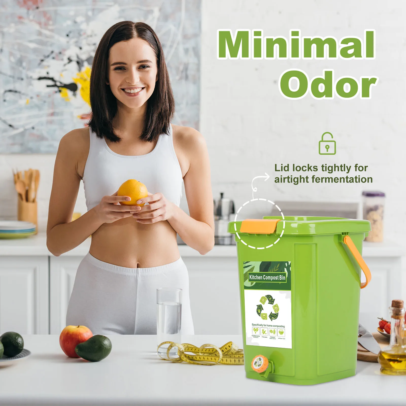 Contenedor de fermentación de Compost para el hogar, caja pequeña de Compost para residuos de alimentos, fermentador orgánico para cocina, 20l