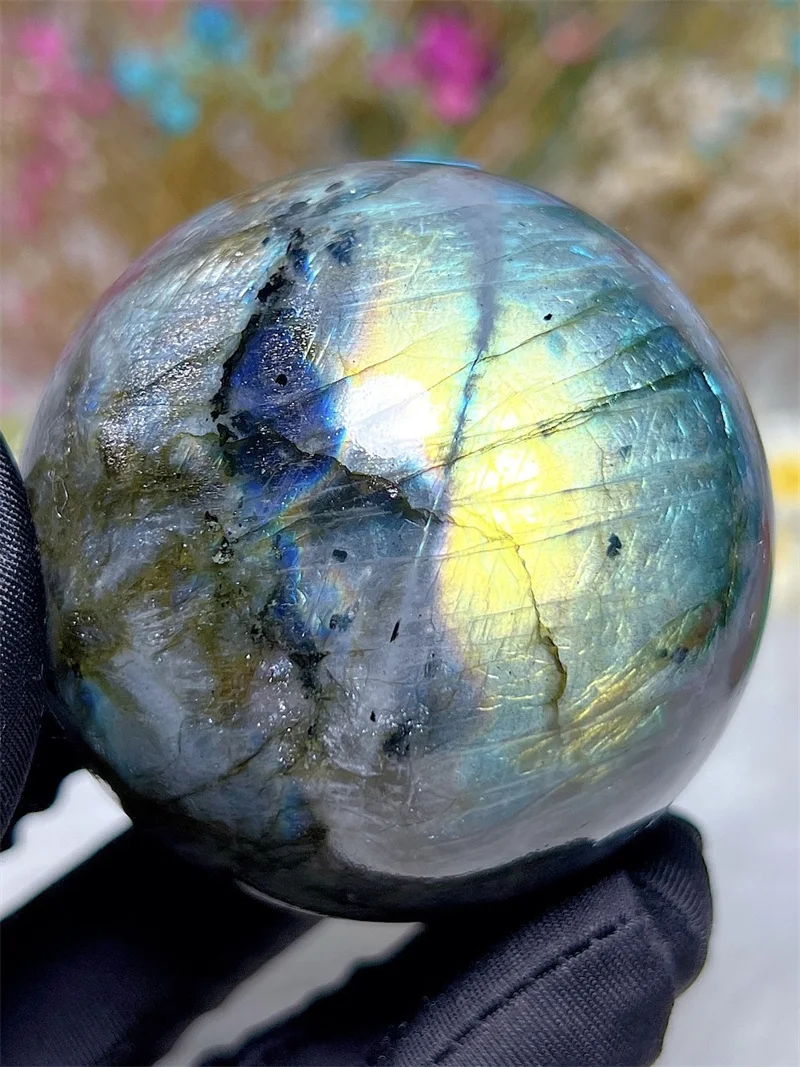 

Natura Crystal Stone Blue Light Labradorite SPhere Free Form Carving Reiki Healing Stone Home Decoration Exquisite Gift