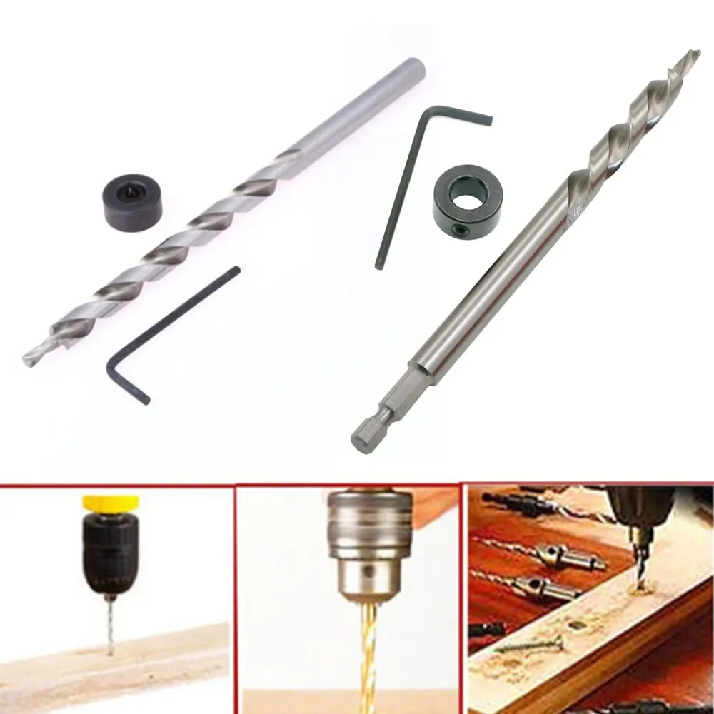 Hex-Shank Broca Passo Broca, Oblíqua Buraco Locator, Ferramentas Para Trabalhar Madeira, Manual Buraco De Bolso, 1/4 ", 3/8", Jig