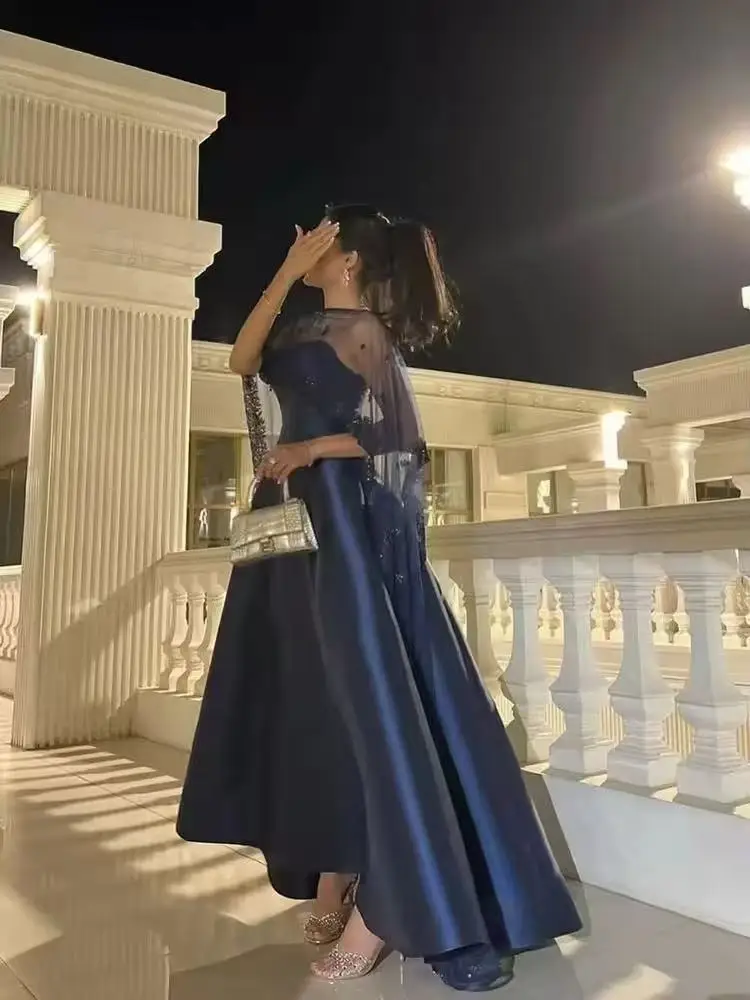 فساتين سهرة نسائية فاخرة مخصصة بالترتر للمناسبات الخاصة شال بدون أكمام بدون ظهر حفلة المملكة العربية السعودية