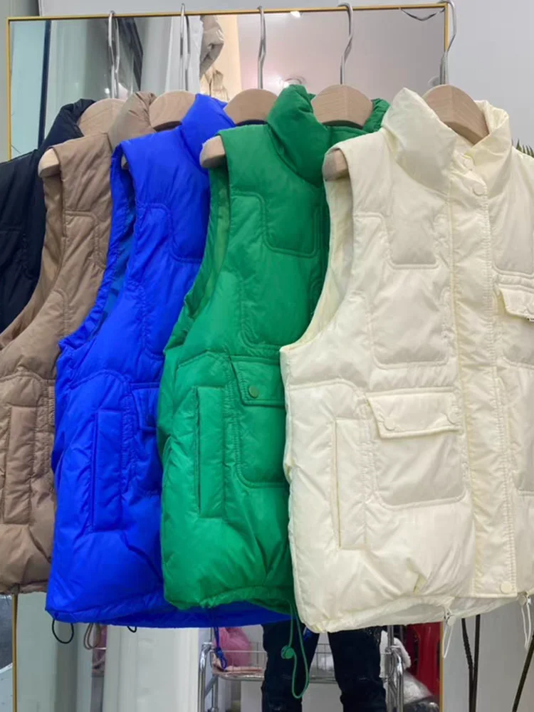 

Свободный крой, большой размер, золотой ket, маленький пуховый жилет, женский повседневный жилет Jaet, осень-зима, новый теплый жилет из полиэстера F...