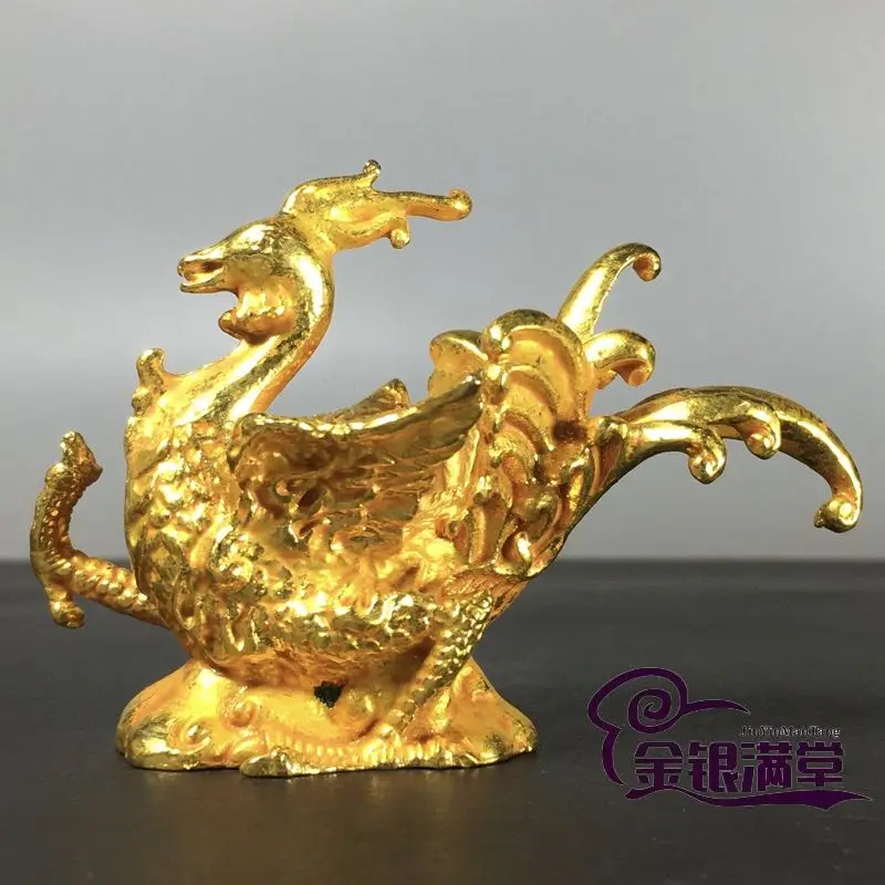 Gilt Vermilion bird phoenix Ornament Decoration Tea Pet Figurines Desk Decor Accessories