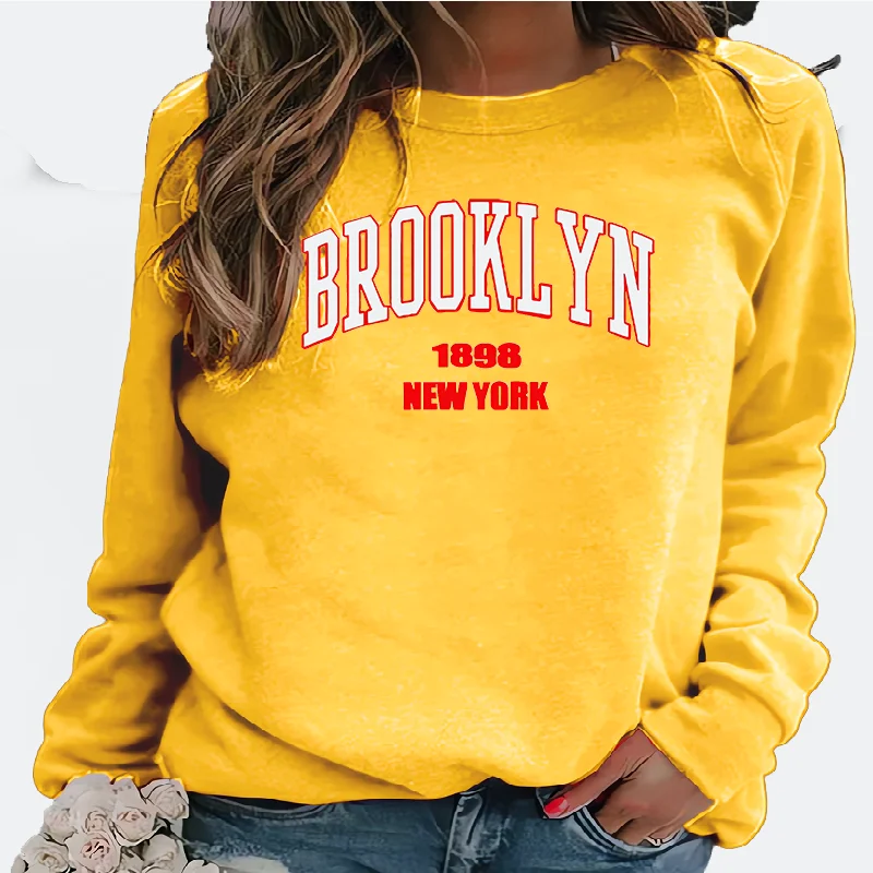 New Women's Hoodie European Brooklyn Letter Printed Crew-neck Hoodie Sweatshirt  Streetwear Women Aesthetic  NO.33