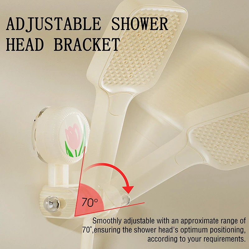 Suction Cup Shower Bracket Flower Design Household Shower Fixed Artifact Punch-free Removable Adjustable Shower Head Bracket