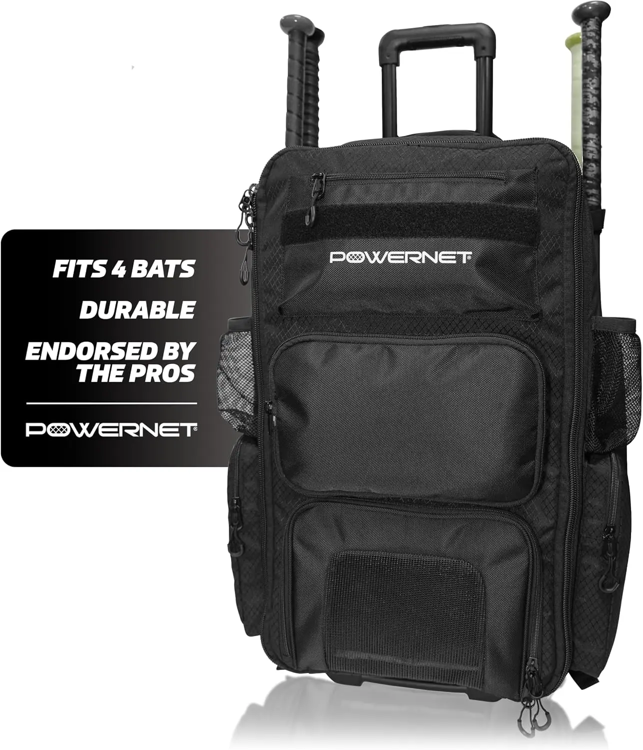 Rolling Backpack For Baseball Gear With Bat Sleeves Cleat Storage And Hooks