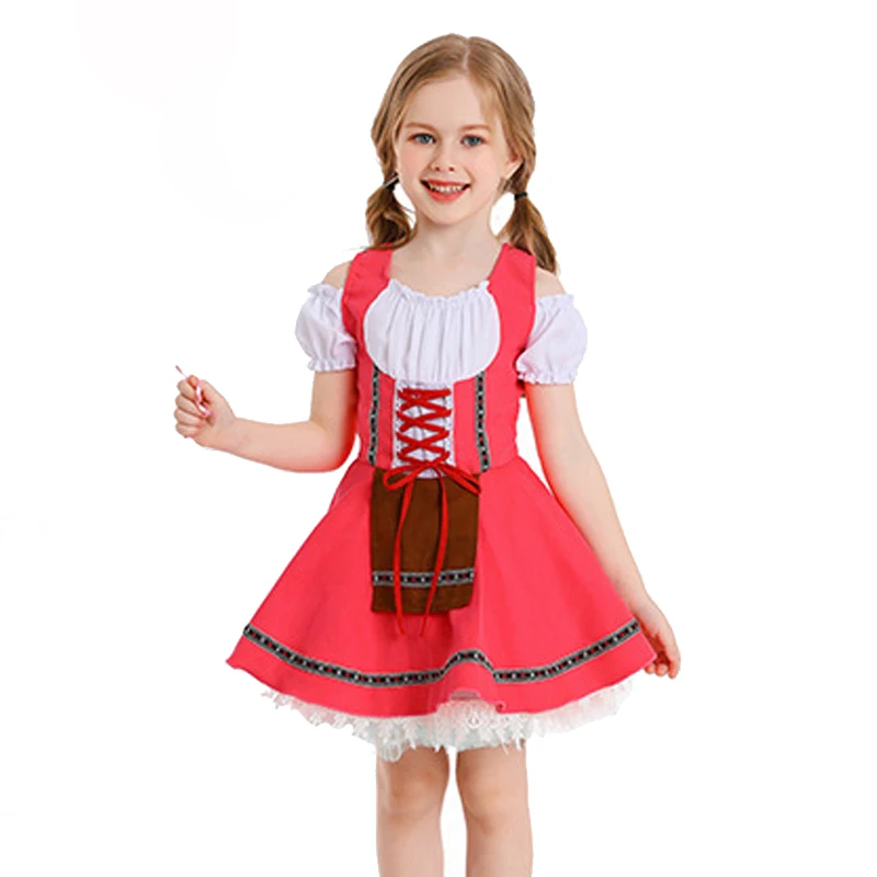 Colorful Munich Oktoberfest For Kid Costume Traditional Dirndl Dress Cosplay Carnival Parade Fancy Party Dress