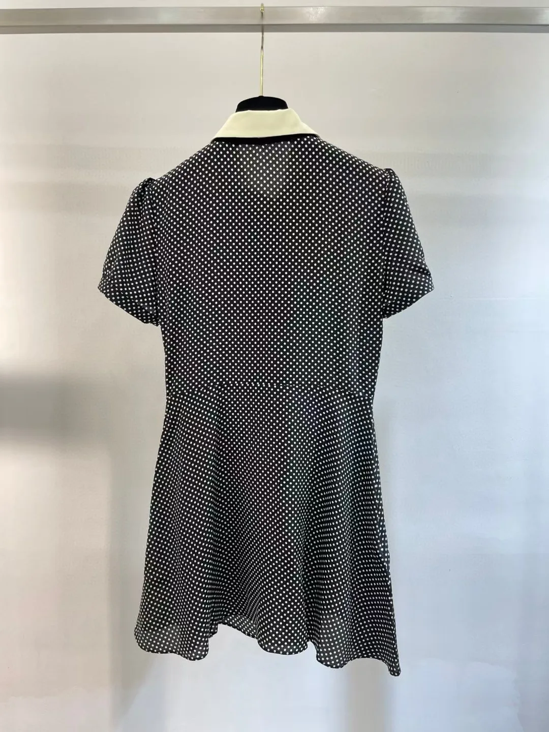 2024 New Women's Classic Polka Dot Contrast Collar Dress