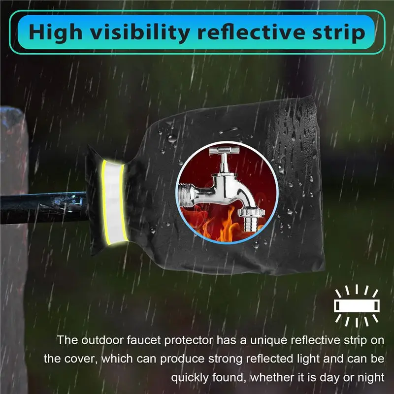 [A92P!】 4Pcs Outdoor Faucet Covers For Winter Freeze Protection 16X25CM Thicker Hose Bib Insulation Cover With Reflective Strips