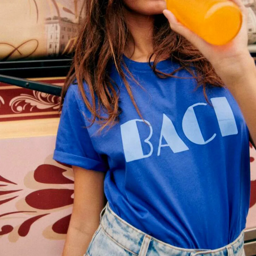 Baci-camisetas con estampado de letras Retro francesas para mujer, camisetas elegantes de manga corta, Tops casuales sueltos de algodón, camisetas elegantes de moda Ins