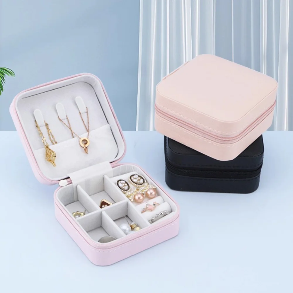 

Custom Leather Jewelry Boxes Personalized Flowers And Text Earring Pendant Necklace Jewelry Boxes Portable Jewelry Storage Boxes