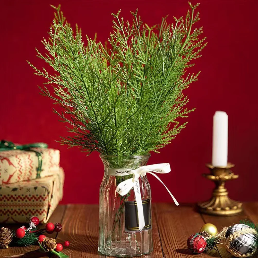 40 Pcs Decorations Artificial Pine Branches Simulation Twigs Leaves Stems DIY Faux Green Fake Picks Plants Large