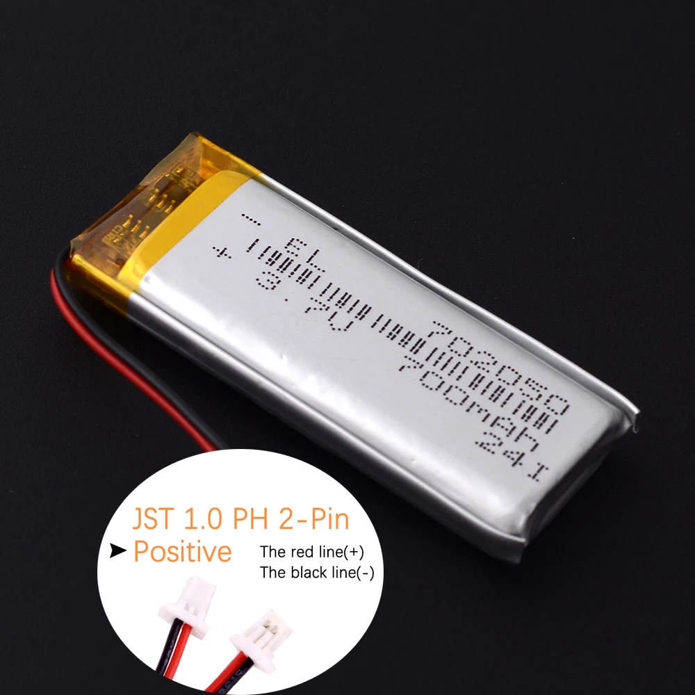 JST 1.0 مللي متر 2 دبوس 3.7 فولت 700 مللي أمبير 702050 ليثيوم بوليمر يبو بطارية قابلة للشحن 302050 402050 502050 602050 802050 902050 102050