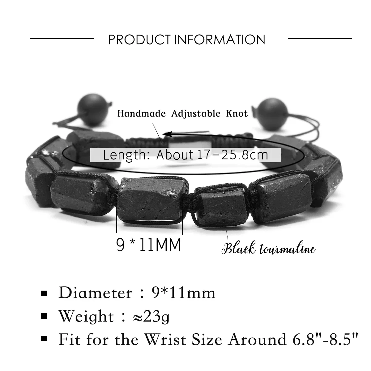 Black Tourmaline Natural Stone Men\'s Bracelet Energy Stone Fitness Yoga Bracelet turmalin czarny
