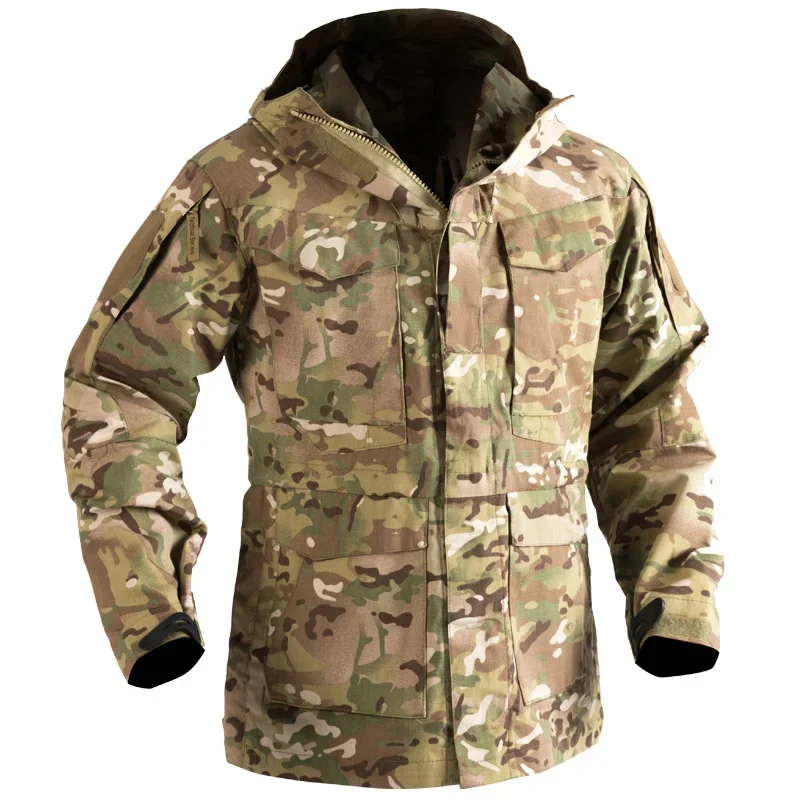 DurableArchon Tactical Charge Coat Mid Length M65 Coat Outdoor Spring And Autumn Windproof Warm Camo Combat Suit Windbreaker