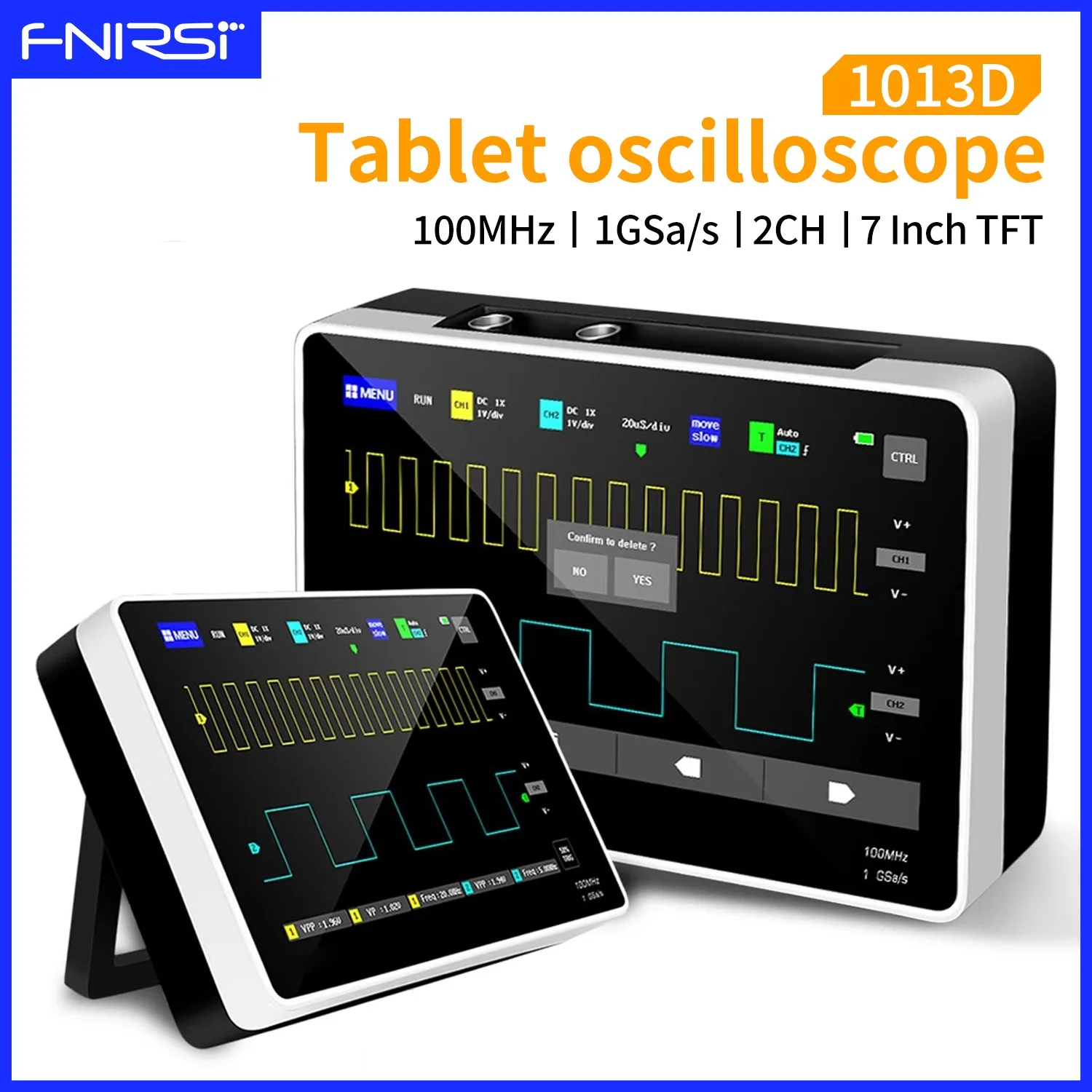 FNIRSI 1013D Digital Tablet Oscilloscope 2CH 100MHz BW 1GSa/s Sampling Rate 7 Inch Touchscreen for Electrical Repair Tools