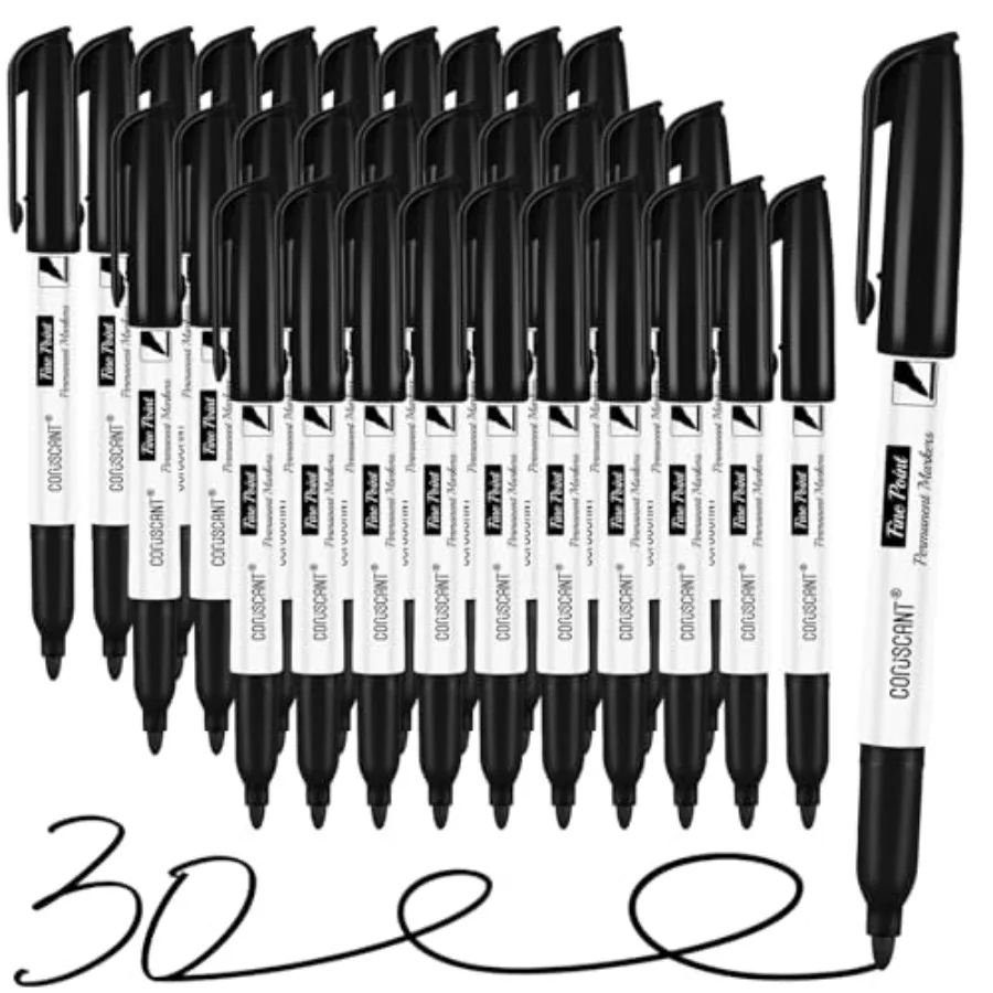 

Fine Point Permanent Markers Bulk, 30 Pack Quickly Drying, Waterproof, Smudge-proof, Fade Resistant Ink for Writing, Labeling o