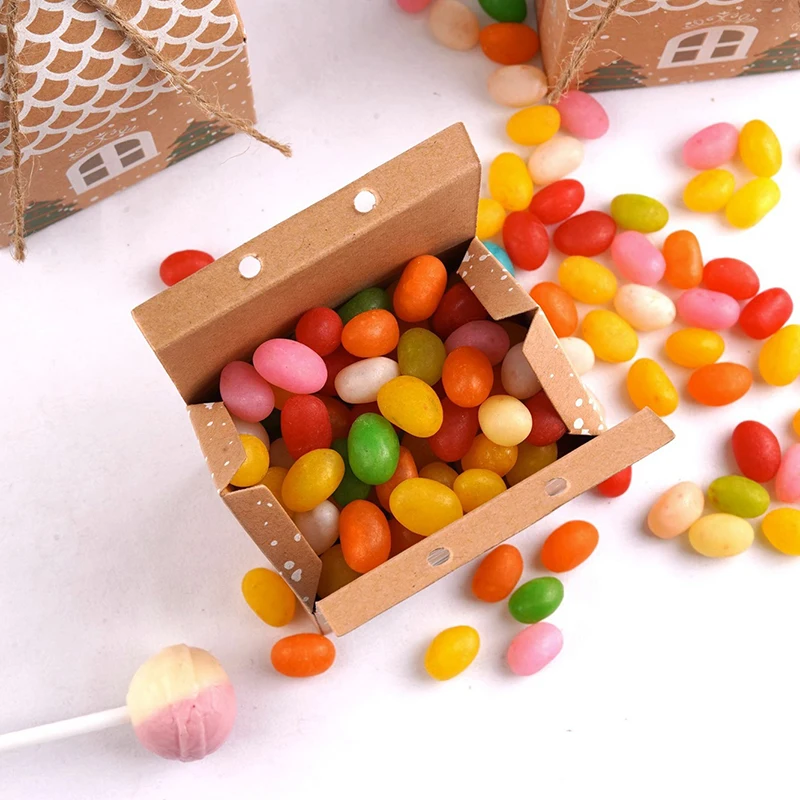 Cajas de regalo de dulces de papel Kraft de Navidad con cuerda, bolsa de papel de regalo para galletas, bolsas de recuerdo de fiesta de casa de dibujos animados, suministros de decoración para fiesta de Navidad