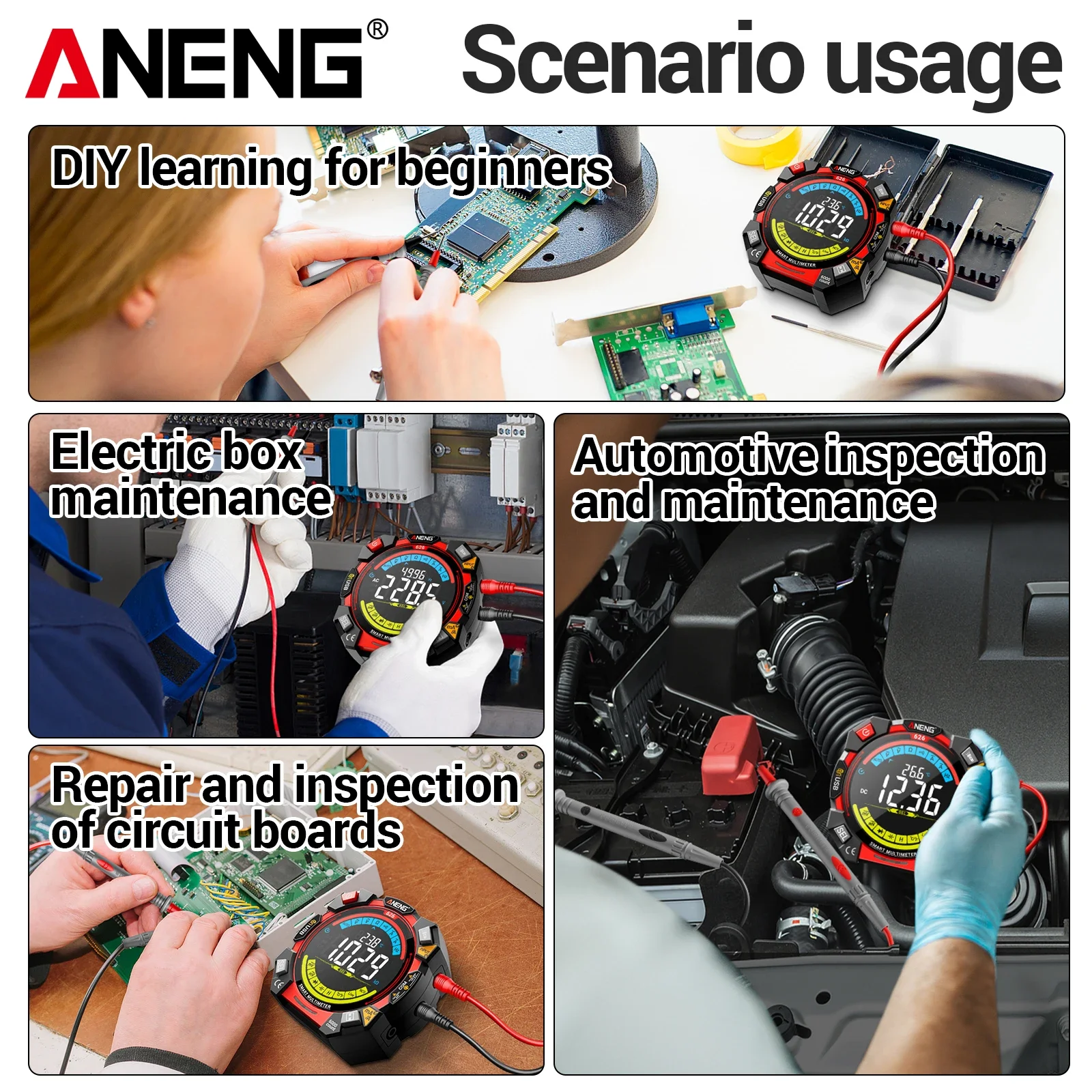 ANENG 626 high-precision multimeter 6000 counts USB charging AC/DC voltage current temperature frequency NCV electrical tools