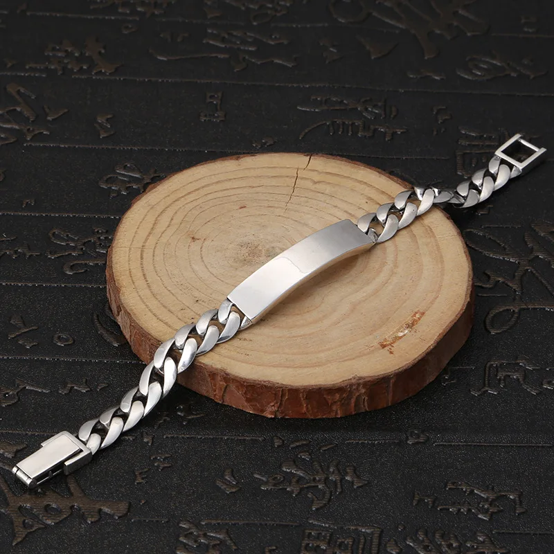 925 Sterling Jewelry, Fashionable Retro Popular Smooth Thai Silver Bracelet Men And Women