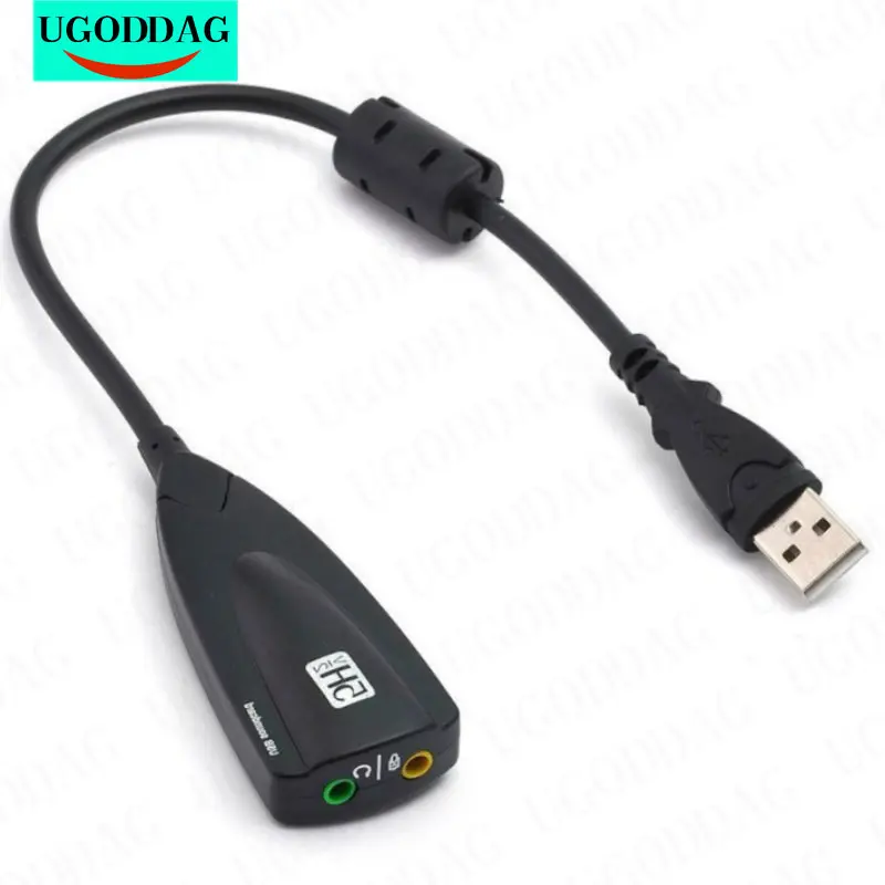 External USB Sound Card 7.1 Adapter 5HV2 USB to 3D CH Sound Antimagnetic Audio Headset Microphone 3.5mm Jack For Laptop PC