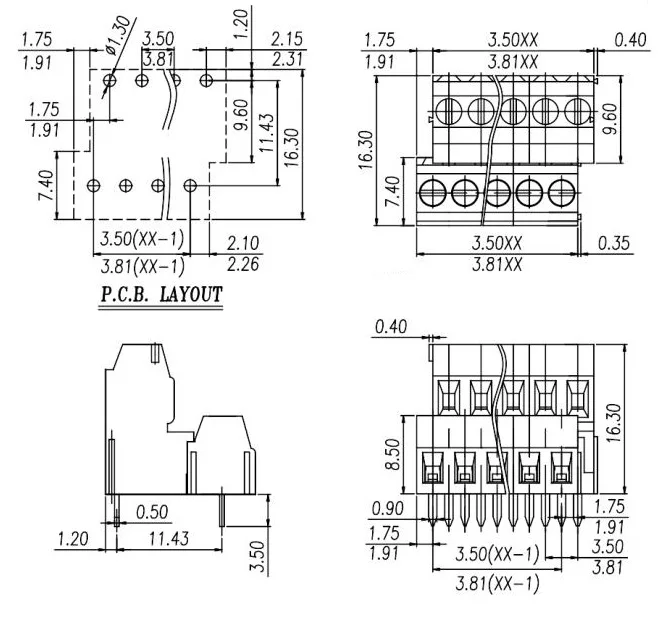 10 قطعة/الوحدة 3.5/3.81 مللي متر المسمار محطة كتلة MKKDS1/ 3.81 3.5 DG381B EK350V4L EK381V4L KF128B