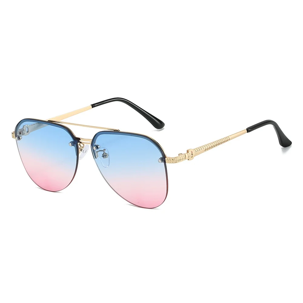 

New Double Bridge Gradient Oval Women Sunglasses Y2K Luxury Brand Thin Frame Design Men High Quality Versatile Sun Glasses UV400