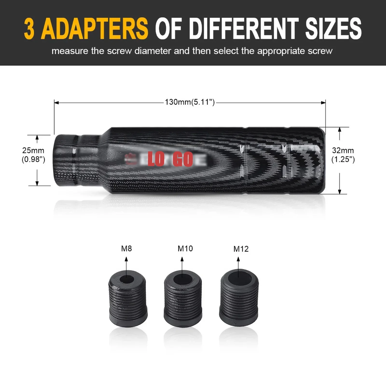 5 Speed Carbon Fiber Style 13/9CM Gear Shift Knob 8MM 10MM 12MM Universal Shape Manual Transmission Shifter Lever Knob