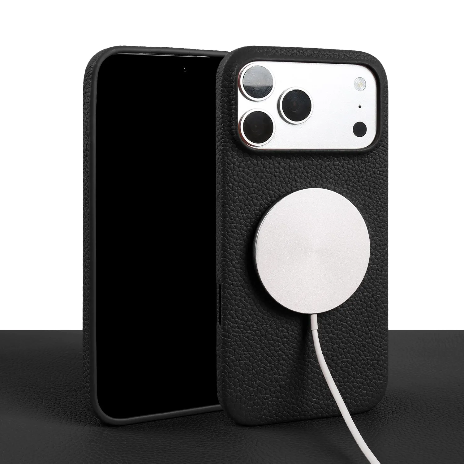 

Lychee Grain Genuine Leather Case For iphone 15 Pro Max Air 16e 17Pro Max 15Plus 16 Pro Max 16Pro 15 Pro Max Back Cover Case