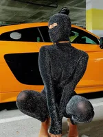 Women's Black Long Sleeve Backless Bodycon Jumpsuit Streetwear Romper Playsuit Solid Color Autumn Winter Fashion 2025 - Image 3