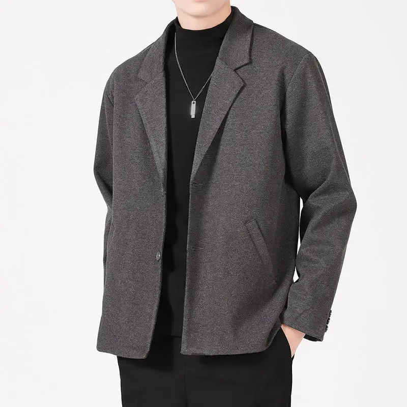 Woolen suit jacket men's autumn and winter Korean version thickened leisure suit top short style woolen coat