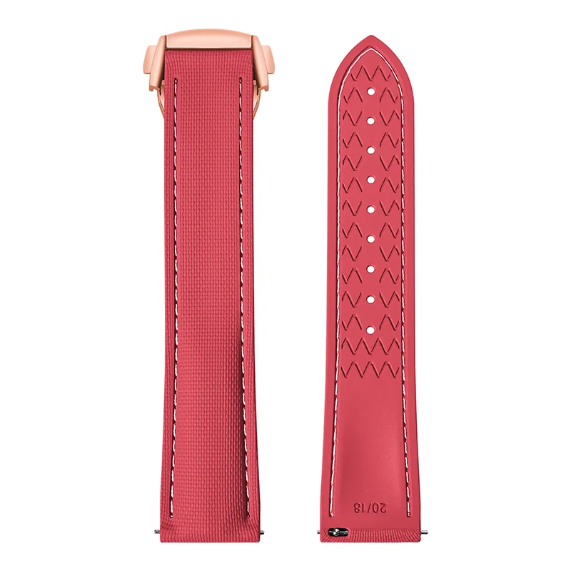 Premium 20/21/22mm FKM Fluoroelastomer Weave Pattern Rubber Watch Strap For Omega Seamaster Speedmaster Band Universal Bracelet