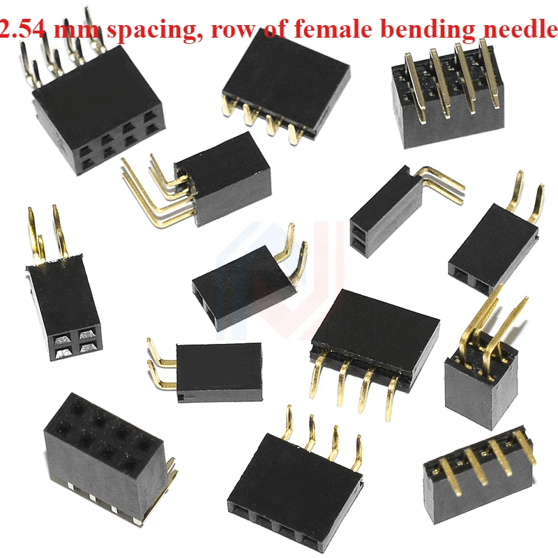 2.54mm Curved Needle Female Header Single Row Double Row 90 Degree Curved Foot Socket Pin Header Usb 2P3P4P5P6P 7P 8P 9P 10P 12P