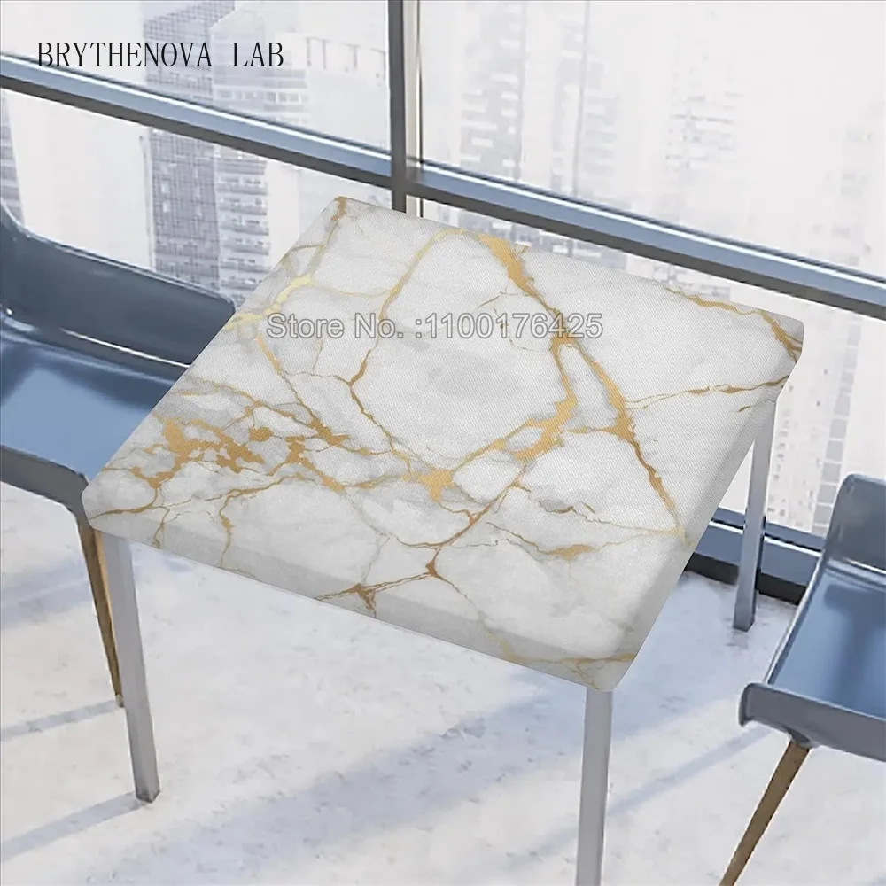 Marble Fitted Square Tablecloth with Elastic Edges Modern Art Waterproof Cover Table Polyester Table Clothes for Kitchen Dining